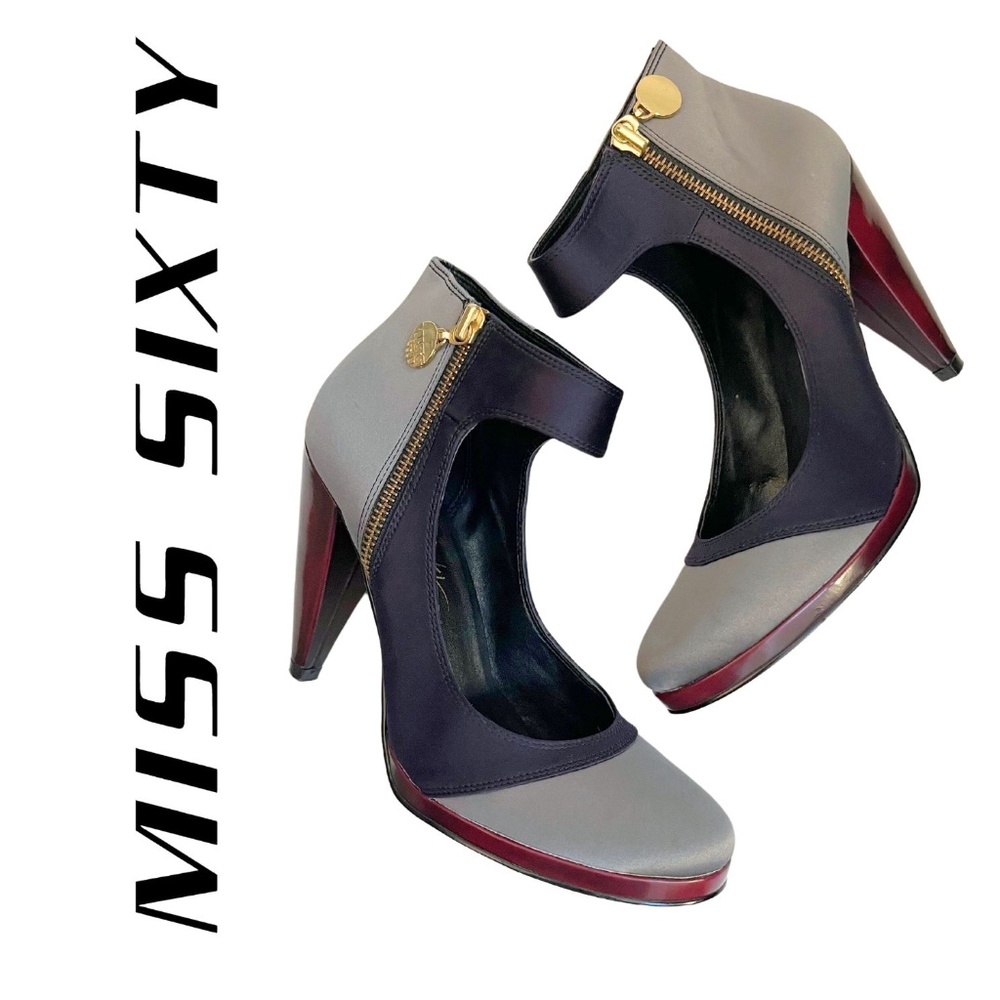 Miss Sixty Women's Purple and Gray Heels with Zip Closure // Size 38 EU 7.5 US